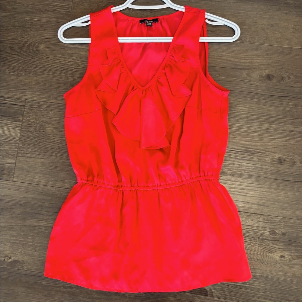 Women's Red Sleeveless Top, Satin, Xs, Jacob